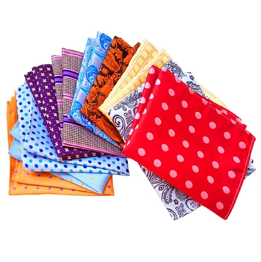 Mens 10pc Patterned Pocket Square Handkerchief Set
